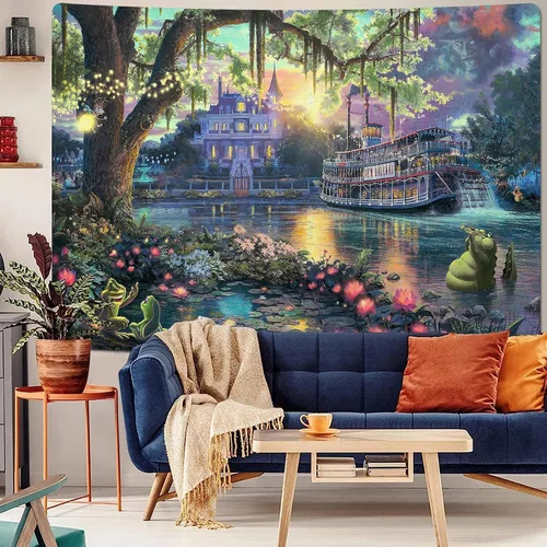 Vista 3 de F-FUN SOUL Tapiz del Palacio del Príncipe, franela suave de 40 x 30 pulgadas, tapiz para colgar en la pared de la isla psicodélica, para sala