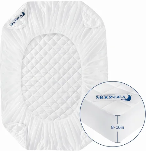 Vista 5 de Protector de colchón tamaño individual, impermeable, absorbente, protector de colchón acolchado, ajustable, relleno alternativo de plumón, bolsillo