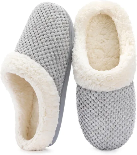 Vista 13 de ULTRAIDEAS Pantuflas cálidas de invierno para mujer, de espuma viscoelástica con forro polar cómodo, mullido, para interiores y exteriores Negro