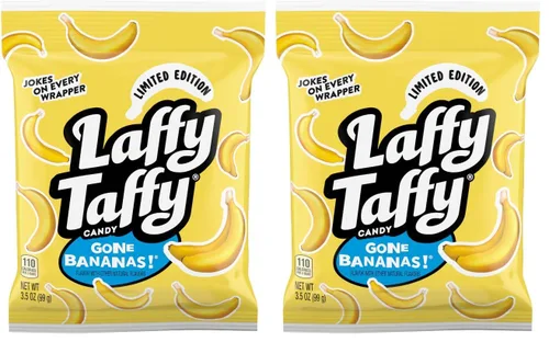 Vista 4 de Bolsa de Mini Barras Laffy Taffy, Plátano, Caramelo de Taffy masticable, 3.5 oz