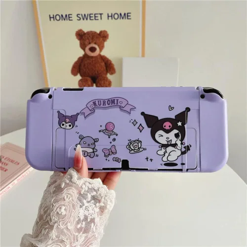 Vista 4 de ENIFLY Cute Soft Shockproof Kuromi Dockable Cover Case Compatible with Nintendo Switch OLED, Durable Scratch Resistant Shell for Joycon, Silicone
