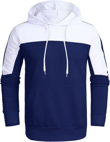 Vista 5 de LCMTWX Conjunto de 2 piezas para hombre, sudadera y pantalón, con costuras a la moda, con capucha, traje de dos piezas de suéter e informal, 2 piezas