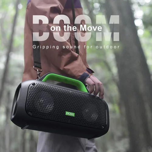 Vista 7 de DOSS Extreme Boom - Altavoz Bluetooth para exteriores con sonido potente de 60 W, graves profundos, tiempo de reproducción de 30 horas, USB-C, Verde