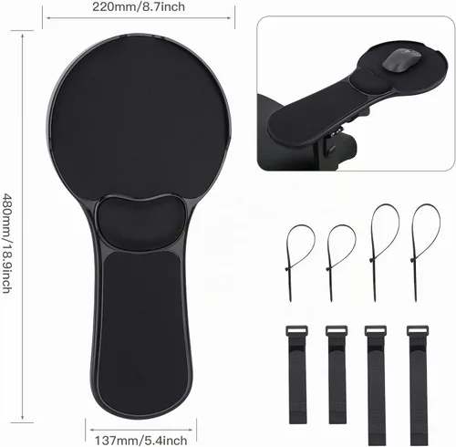 Vista 2 de Alfombrilla de mouse ergonómica mejorada para silla, bandeja de mouse ajustable con cojín de muñeca, alfombrilla de mouse para brazo de silla