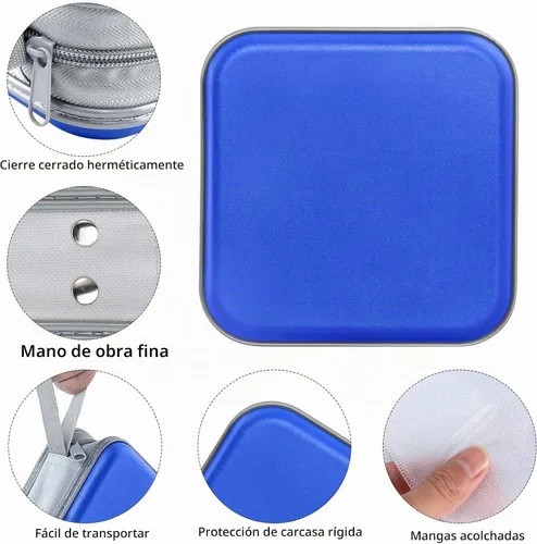 Vista 2 de Siveit Funda para CD, capacidad para 40 unidades, para CD/DVD, cartera, de plástico duro, para discos de DVD, carpeta de almacenamiento para Azul