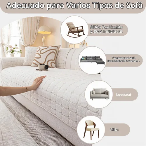 Vista 3 de Fundas de terciopelo lavables, funda de sofá cálida de felpa para sofá de un solo plaza, fundas divertidas y mullidas para sofá modular