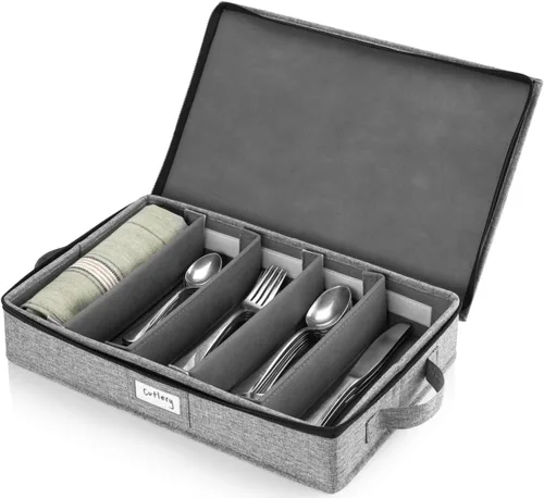 Vista 13 de Juego de 4 cajas de almacenamiento de porcelana para vajilla – Carcasa rígida y apilable – Tamaños: 12 – 10 – 8.5 pulgadas y 7 pulgadas de ancho