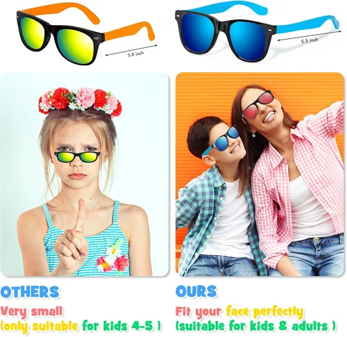 Vista 2 de Gafas de sol para niños a granel para edades de 3 a 5, 4, 8 a 12 años y adultos, paquete de 32 lentes de sol neón con protección UV400, gran regalo