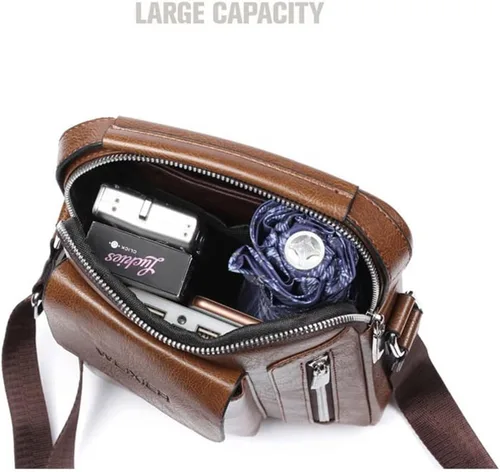 Vista 5 de CZDYUF - Bolso de hombro casual para hombre, bolso cruzado vintage, bolso de mano de piel sintética, bolsa de mensajero para hombre, bolsa de mano