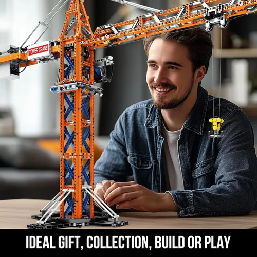 Vista 6 de Reobrix Juego de bloques de construcción de grúa, kit de modelo de vehículo de construcción de grúa torre RC con motores duales, 1176 piezas