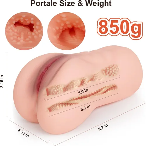 Vista 3 de Masturbador masculino, juguete sexual masculino de bolsillo, juguetes sexuales para hombres, muñeca sexual con vagina texturizada realista y ano
