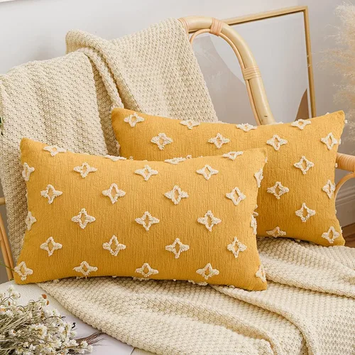 Vista 23 de vctops Juego de 2 fundas de cojín decorativas de algodón estilo bohemio copetudo, súper suaves y cómodas para sofá, cama, automóvil