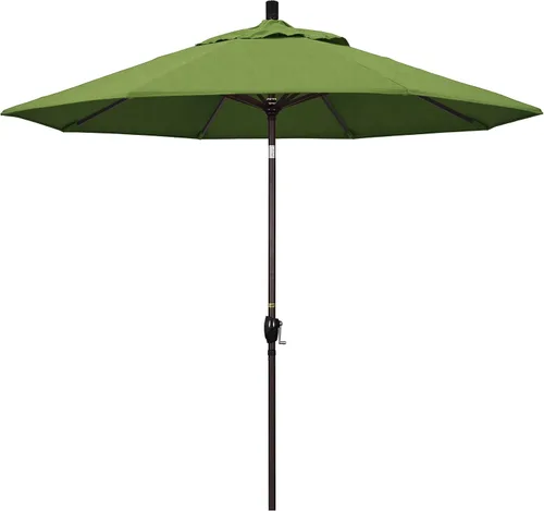 Vista 13 de California Umbrella Paraguas redondo de aluminio del mercado de 9', elevación de manivela, inclinación del botón, poste de bronce Azul (Air Blue)