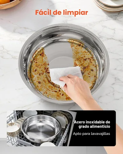 Vista 7 de VEVOR Juego de bufé de calentador de comida, 5 cuartos de galón, paquete de 4, de acero inoxidable con 4 bandejas de tamaño completo, servidor