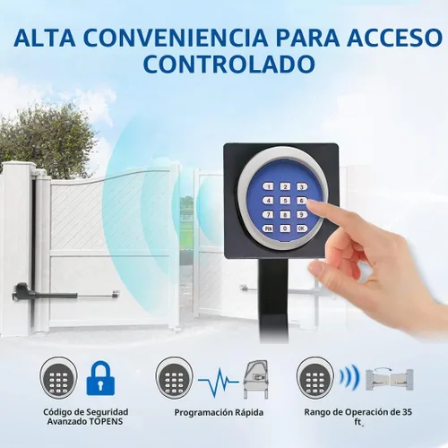 Vista 3 de TOPENS TKP3 - Teclado inalámbrico sin llave, panel de código digital, control de seguridad para abridor automático de puertas correderas de garaje