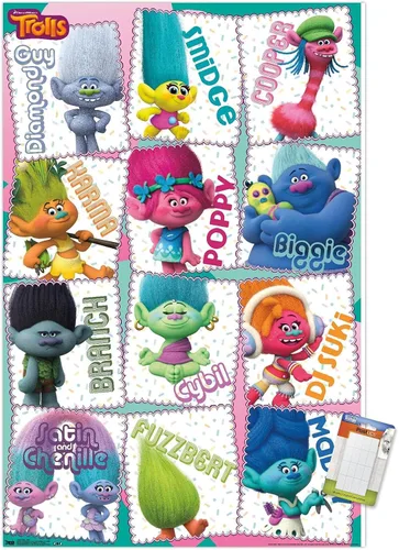 Vista 10 de Trends International Trolls - Grid Wall Poster, 22.4L x 14.7W, Barnwood Framed Version