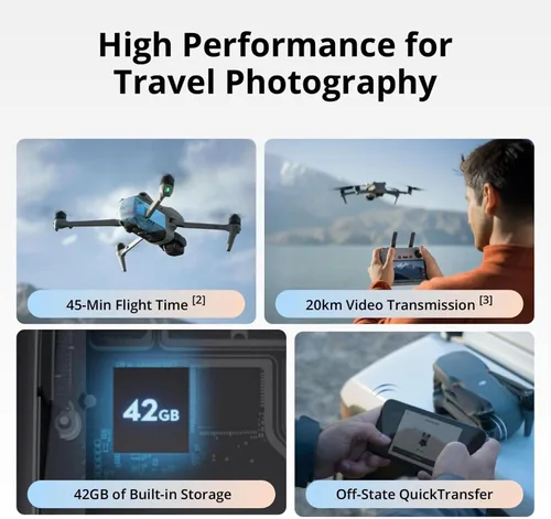 Vista 6 de DJI Air 3S Combo Fly More (control remoto RC 2 con pantalla), dron con cámara CMOS de 1" de gran angular y teleobjetivo medio para adultos