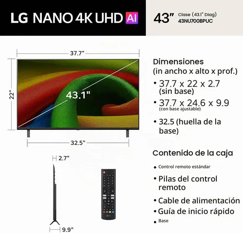 Vista 4 de LG 43" Class Nano 4K UHD NU70 AI Smart TV con HDR10 Pro y webOS