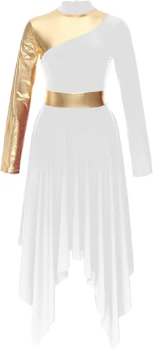 Vista 4 de Aislor Vestido de baile litúrgico de alabanza litúrgica para mujer, disfraz de adoración de iglesia