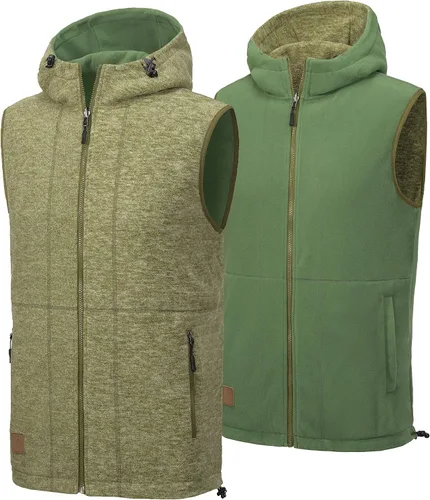 Vista 25 de Little Donkey Andy Chaleco de forro polar reversible para hombre, ligero, cálido, sin mangas, con capucha, para senderismo, caminar, viajar