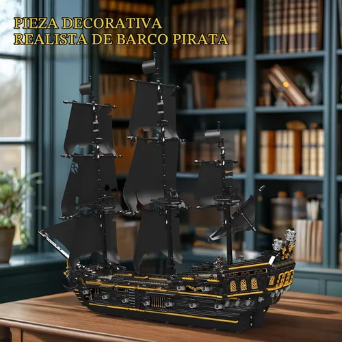 Vista 5 de JMBricklayer Juego de construcción de modelo de barco pirata, kits de juguetes misteriosos de perlas negras, bloques coleccionables, juguete genial