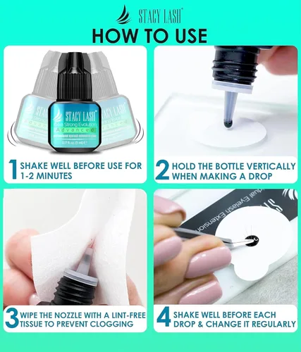Vista 8 de Stacy Lash Pegamento Extra Fuerte Evolution Advanced para Extensiones de Pestañas (0,17 fl oz / 5 ml) / Seco en 1 Segundo / Retención de 6 Semanas