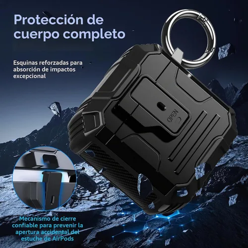 Vista 2 de DASFOND - Funda de armadura para AirPods de 2ª y 1ª generación, carcasa de cuerpo completo de grado militar a prueba de golpes, soporte de carga