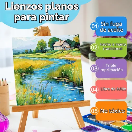 Vista 3 de ESRICH Tableros de lona para pintura, paquete de 15 lienzos de 4 x 4, 100% algodón, pequeños lienzos imprimados sin ácidos, mini paneles de lienzo