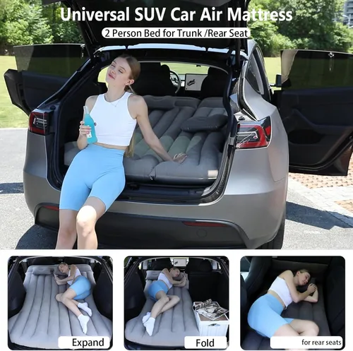 Vista 2 de Colchón de aire para automóvil, cama inflable compatible con Tesla Modelo Y, grueso, cómodo, duradero, colchón plegable para maletero/asiento