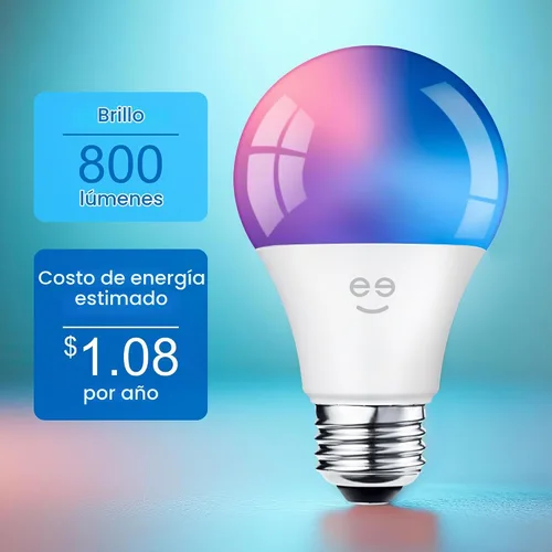 Vista 9 de Geeni Bombilla inteligente Prisma Plus, 800 lúmenes que cambian de color, 1 paquete Blanco sintonizable, funciona con Alexa y Google Home, control