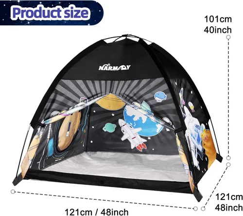 Vista 6 de NARMAY® Play Tent Space World Dome - Tienda de campaña para niños, diversión en interiores y exteriores, 48 x 48 x 40 pulgadas
