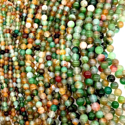 Vista 4 de Cuentas de ágata de pavo real natural de 0.236 in, cuentas redondas lisas de materiales de bricolaje, pulsera, collar, aretes, fabricación de joyas
