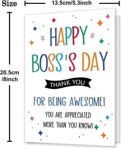 Vista 3 de Tarjeta del día del jefe, regalos del día del jefe para mujeres y hombres, tarjeta de regalo feliz del día del jefe para jefe de empleados
