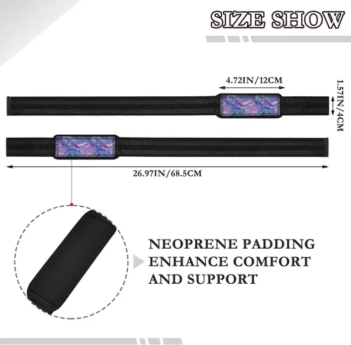 Vista 3 de Blue-purple Gradient Weight Lifting Straps 26" Neoprene Padded Working Out Gym Accessories for Workout, Gym, Powerlifting, Bodybuilding