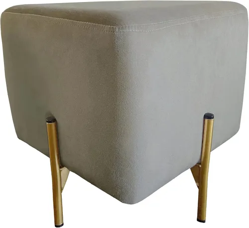 Vista 8 de Noori Rug Home - Lux Collection Modern Ava - Otomana redonda de terciopelo marfil, 13 x 13 x 15 pulgadas, sala de estar, dormitorio, habitación