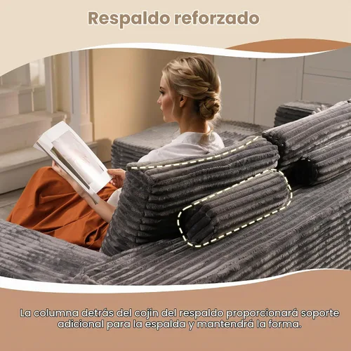 Vista 6 de HOOOWOOO Cloud - Sofás seccionales para sala de estar, sofá modular sin montaje, 136 x 133 pulgadas, juego de sofá grande en forma de G de pana