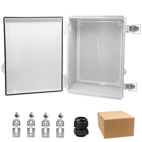 Vista 25 de Caja eléctrica impermeable, caja de conexiones IP67, pestillo de acero inoxidable, cubierta transparente con bisagras, carcasa para proyectos