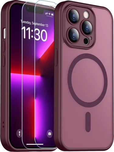 Vista 262 de SPIDERCASE Funda magnética translúcida diseñada para iPhone 11, con 2 protectores de pantalla de vidrio templado, antihuellas, para iPhone 11 de 6.1