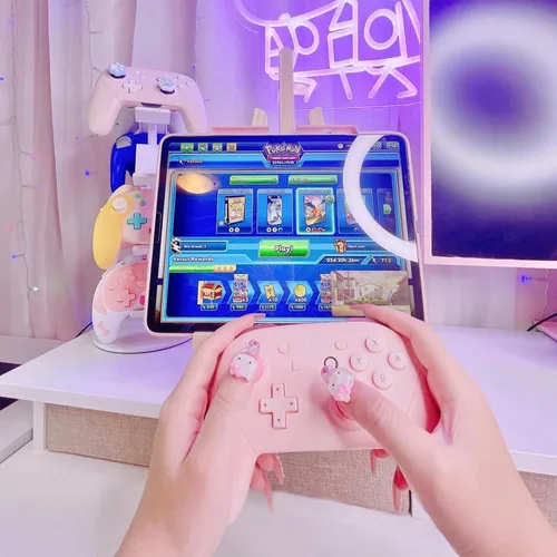 Vista 3 de BelugaDesign Sailor Moon Pro Controller Cute Kawaii Pink Peach Pastel Bluetooth Wireless Anime Accessory with Charging Cable Compatible with