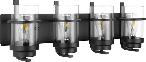 Vista 13 de Apliques de pared de color negro mate y latón, moderna lámpara de pared interior para chimenea, lámpara de pared de granja para baño, pasillos Negro