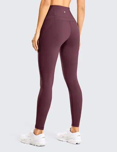 Vista 2 de CRZ YOGA Leggings de invierno de forro polar ligero para mujer de 28 pulgadas, pantalones gruesos cepillados, cálidos de cintura alta, leggings
