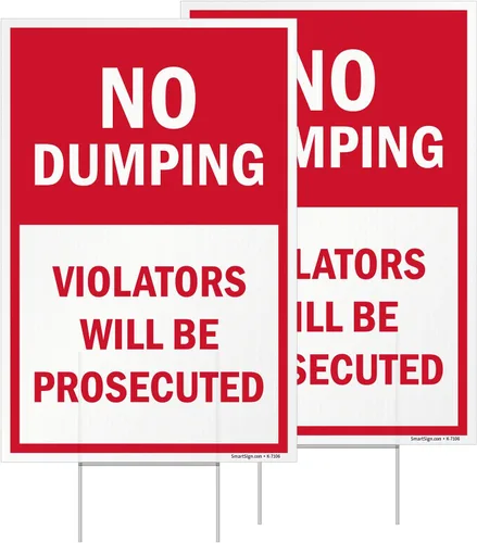 Vista 14 de SmartSign Letrero de metal con texto en inglés "No Dumping Violators Will Be Prosecuted", 14 x 10 pulgadas, aluminio laminado a prueba de óxido