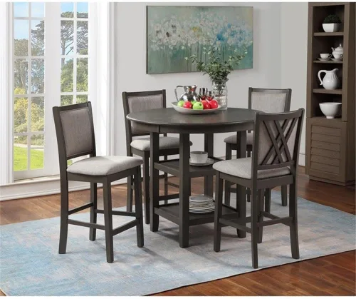 Vista 2 de New Classic Furniture Amy - Juego de mesa de comedor de 5 piezas, color gris