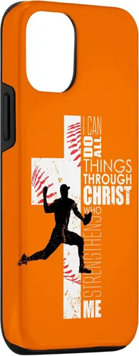 Vista 3 de iPhone 15 Naranja Cristiano Baseball Pitcher Regalos Adolescente Niños Hombres Teléfono Case