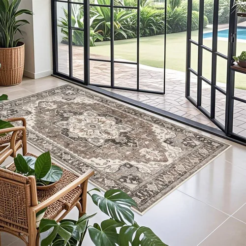 Vista 37 de Alfombra lavable para entrada de 2x3 pies - Alfombra pequeña de entrada vintage desgastada oriental antideslizante que no suelta pelusa, suave
