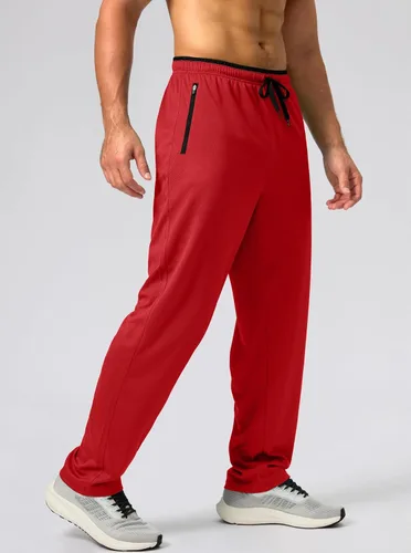Vista 2 de G Gradual Pantalones deportivos para hombre con parte inferior abierta, pantalones de entrenamiento con bolsillos con cremallera, malla ligera