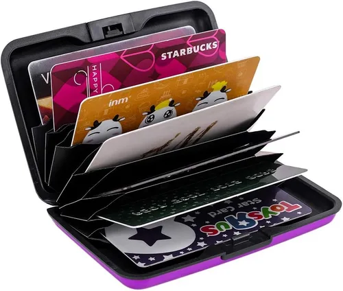 Vista 5 de Elfish.- Funda protectora de aluminio contra RFID, para tarjetas de crédito, carcasa rígida para tarjetas de presentación, cartera de metal