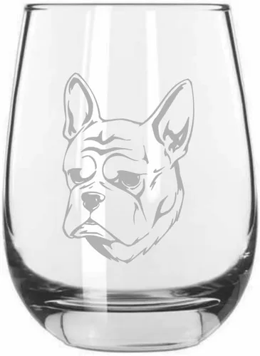 Vista 562 de Shar Pei (chino) - Vaso de vino sin tallo grabado para perro, 15.25 onzas