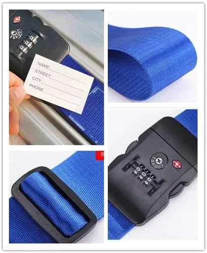 Vista 3 de Correa de equipaje de viaje ajustable para maleta con cerradura de combinación TSA, paquete de 2