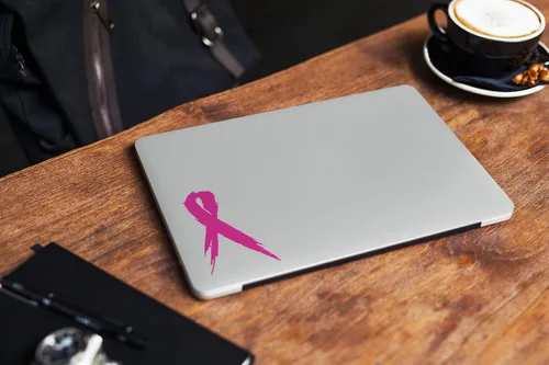 Vista 3 de Calcomanía de vinilo con cinta rosa para cáncer de mama, 100% impermeable